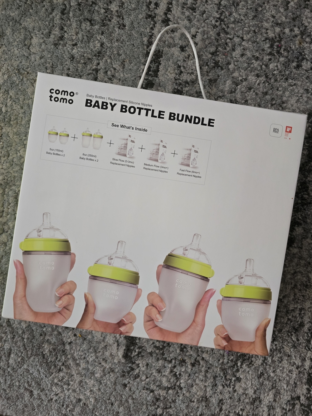 Comotomo Baby Bottle Bundle in Green - Soft Silicone Feeding Set